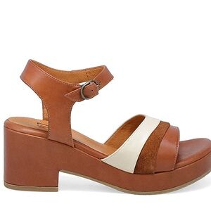 Miz Mooz Gala Brown and Cream Women's Platform Sandals size 37 NWOT